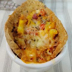 A picture of Bread Toast Pizza in Cup.