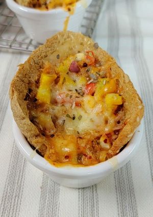 A picture of Bread Toast Pizza in Cup.