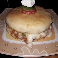 A picture of Burger pizza (Double layer pizza).