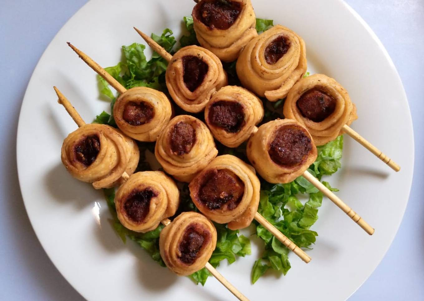 Spicy Boti Samosa Skewers