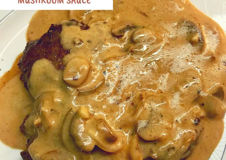 Cara Gampang Membuat Wagyu Sirloin with Mushroom Sauce, Enak Banget
