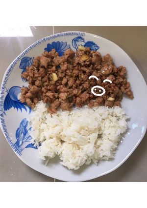 รูปของ หมูสับกระเทียมพริกไทยข้างข้าว