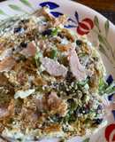 Omelette de jamón y verduras