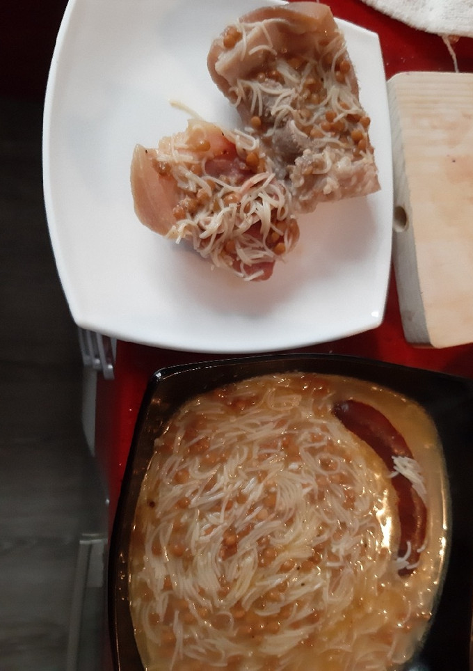 Una foto de Lentejas con fideos