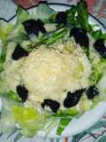 Salad with Cezarian Dressing,Cheese and Dried Plums