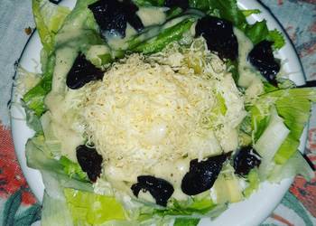 Unique Recipe Salad with Cezarian DressingCheese and Dried Plums Yummy