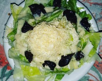 Ultimate, Prepare Salad with Cezarian DressingCheese and Dried Plums Yummy