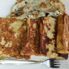 A picture of Fried bread with egg.