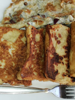 A picture of Fried bread with egg.