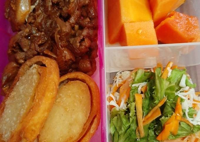 Resep Chicken teriyaki bento set (Teriyaki + egg roll + Salad sayur) Anti Gagal