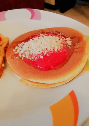 Φωτογραφία της συνταγής Pancakes με μαρμελάδα σμέουρων/raspberries