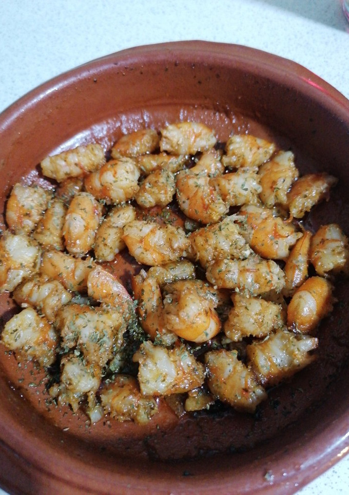 Una foto de Gambas al ajillo en el microondas
