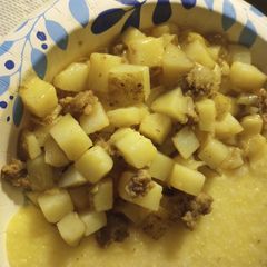 A picture of Sausage and Potatoes for Second Breakfast.