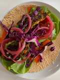 Wrap de Hambúrguer com Legumes