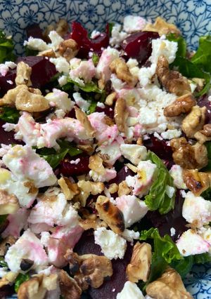 A picture of Roast beetroot salad - vegetarian (vegan option).