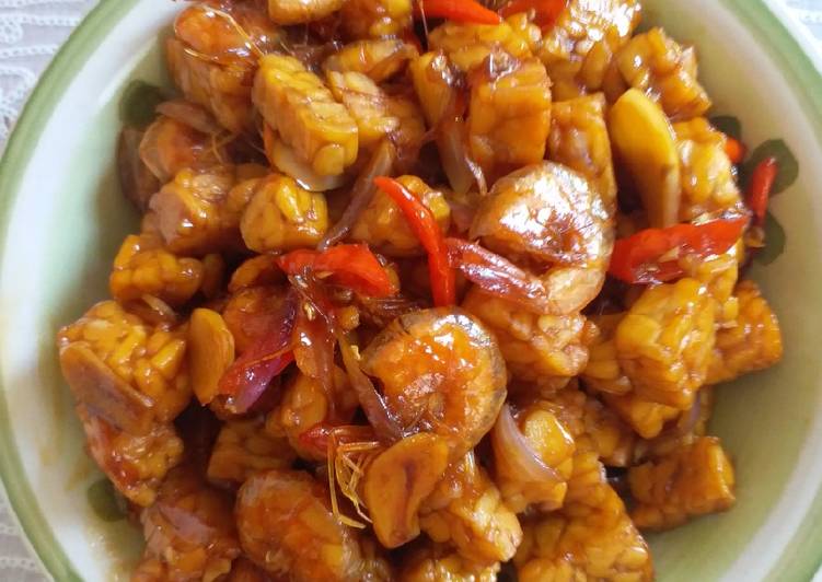 Tumis tempe udang kecap tiram