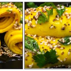 A picture of खांडवी Khandvi.