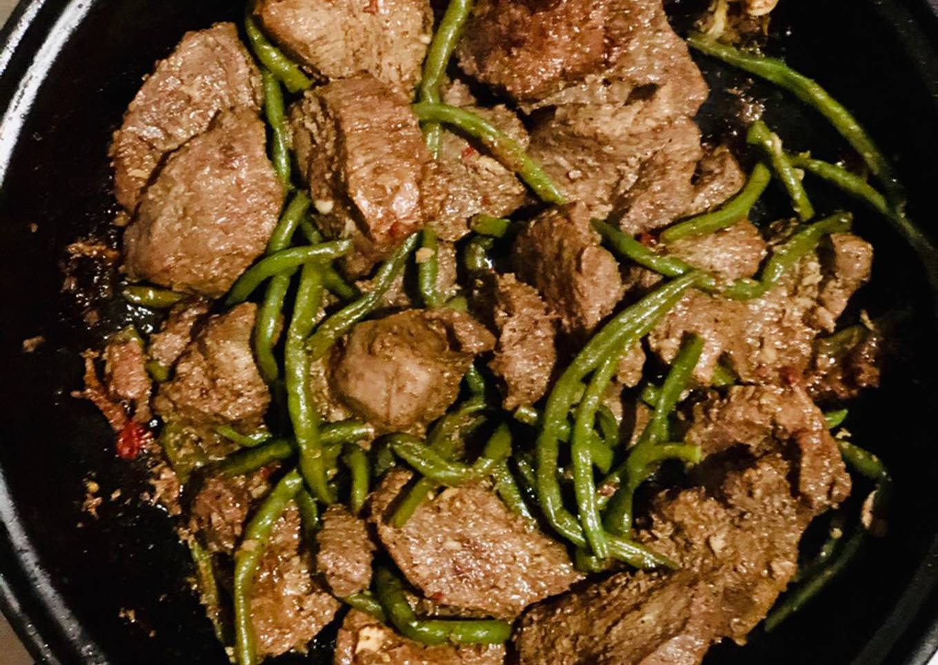 Pepper beef & string beans