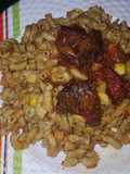 Macaroni with peppered beef
