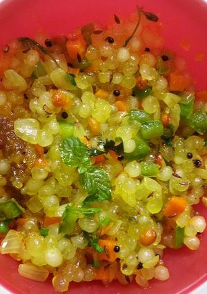 A picture of Javvarisi Upma/Sago Upma.