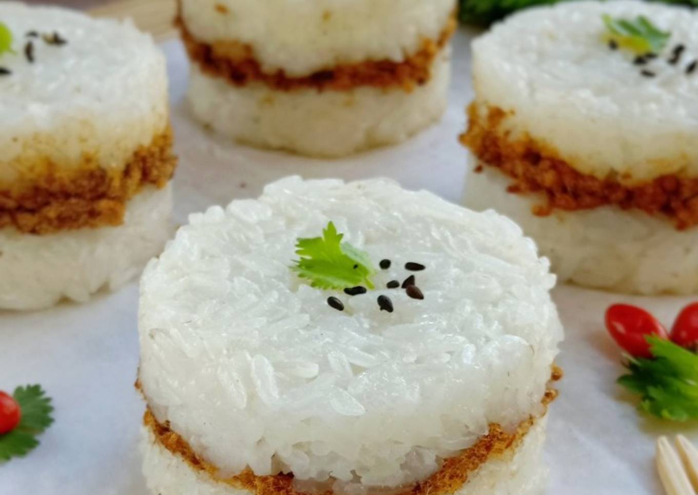 Chicken Floss Sticky Rice Burger