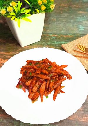 A picture of Honey chilli potato.