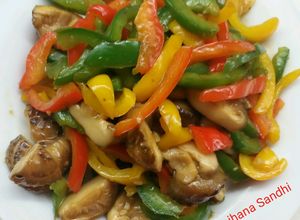 Foto resep Tumis paprika dan jamur shitake kering