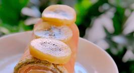 Hình ảnh món Bánh trà xanh cuộn kiwi - mini roll green tea cake with kiwies ???