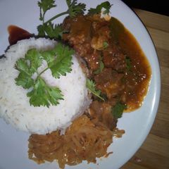 A picture of Coconut rice and wetfried beef.