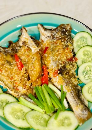 Hình của món Khô cá đù chiên giấm gừng 🧄🌶️.