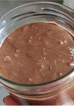 Une photo de Pâte à tartiner noisettes, amandes, cacao