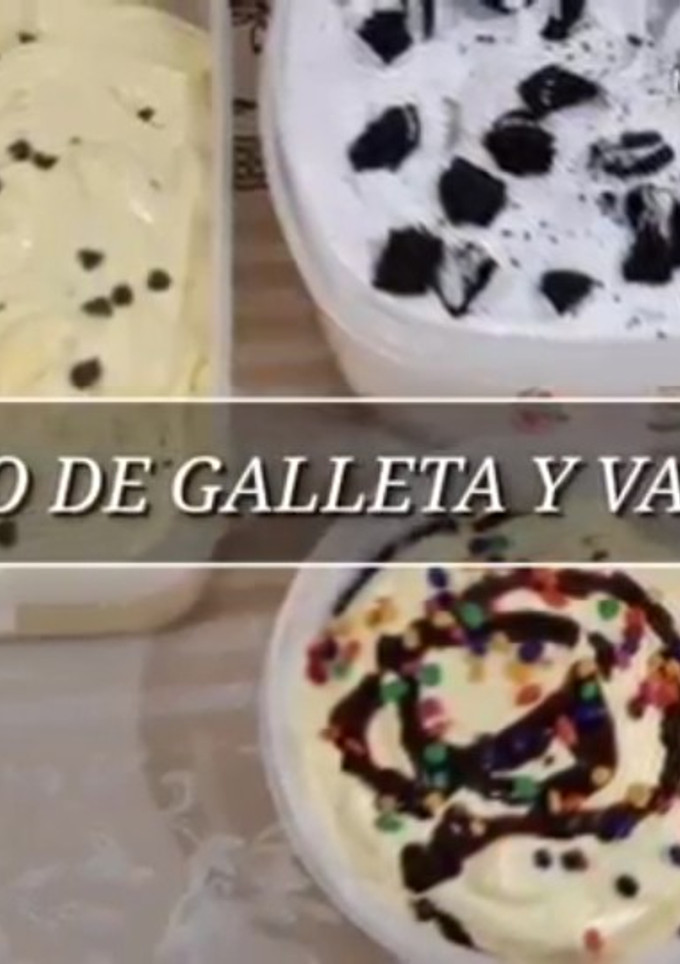 Una foto de Helado de vainilla y galleta fácil!!!