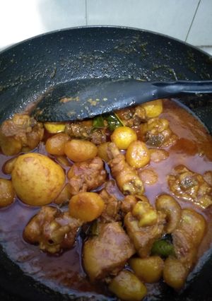 Foto resep Rendang ayam telur + kentang