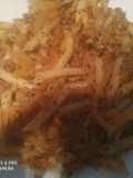 Macarrones (plumas) con picadillo de chorizo