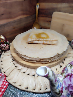 Una foto de Blinis Rusos de Trigo Sarraceno. Crepes o panqueques con levadura de Trigo Sarraceno