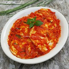 A picture of Eggs in Chili Sauce (Telur Balado).