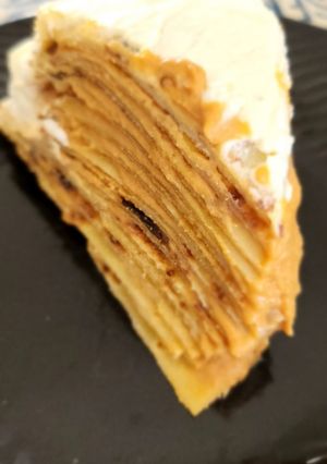 Una foto de Torre de panqueques y dulce de leche