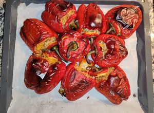 Una foto de Pimientos rellenos al horno con arroz
