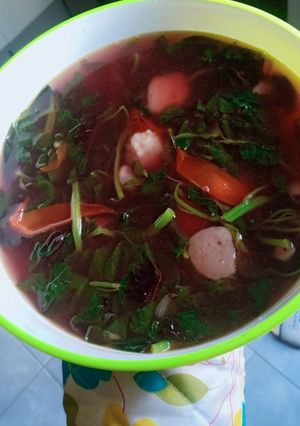 Foto resep Sayur bayam bening+baso