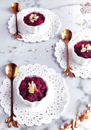 A picture of Beetroot Halwa (Using Jaggery).