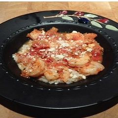 A picture of Feta Shrimp with Brown Rice.