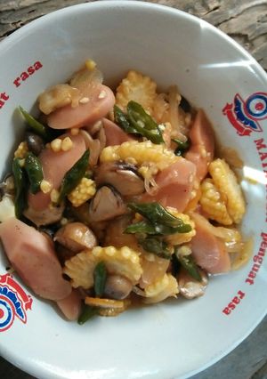Foto resep Jagung putren sosis jamur asam manis