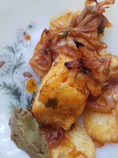 Una foto de Bacalao al horno a la portuguesa
