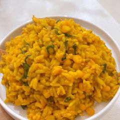A picture of Corn and beans palm oil rice.
