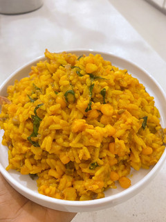 A picture of Corn and beans palm oil rice.