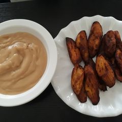 A picture of Fried plantain with pap.