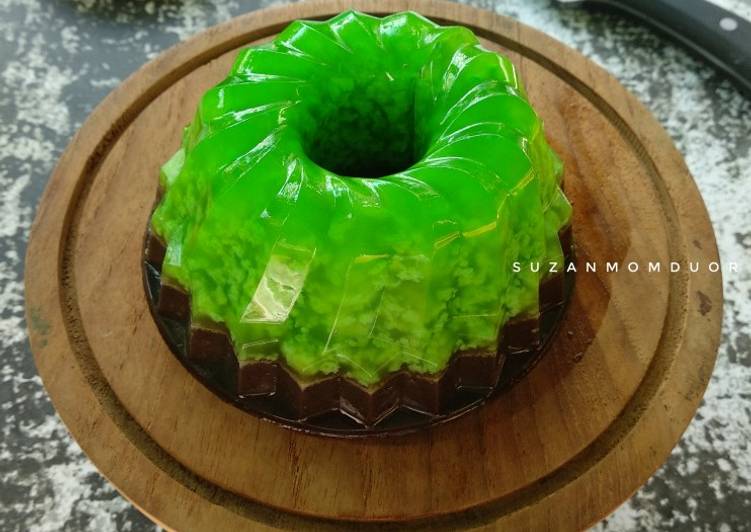 Puding Lumut Pandan Coklat