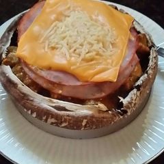A picture of Brad's chile verde stuffed portabello.