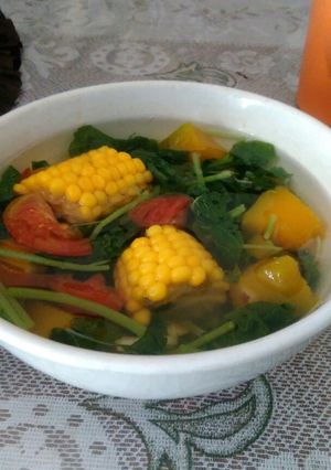 Foto resep Sayur bening bayam labu dan jagung