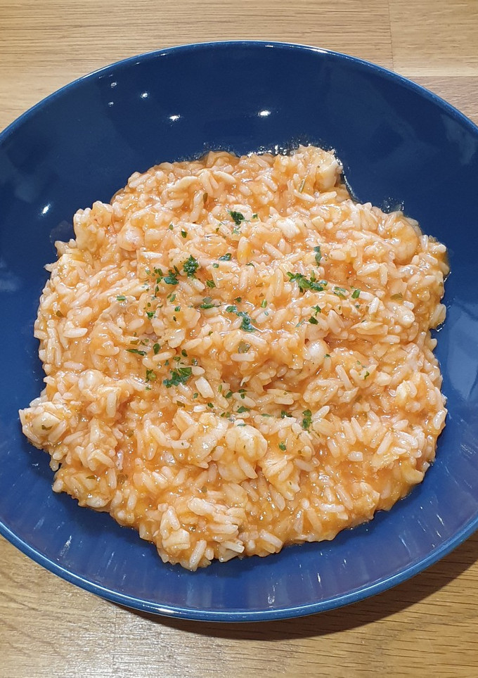 Una foto de Arroz caldoso con gambas en Thermomix